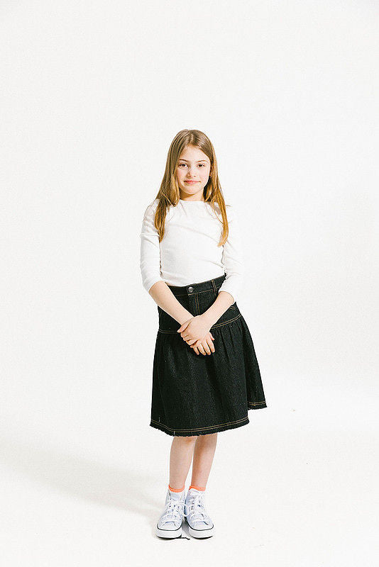 Denim Yoke Skirt - Black