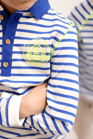 Striped Side Print Polo
