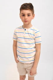 Camiseta corta rayas múltiples
