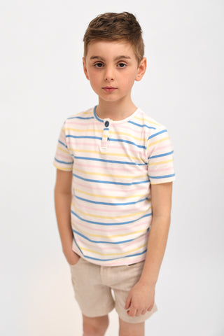 Camiseta corta rayas múltiples