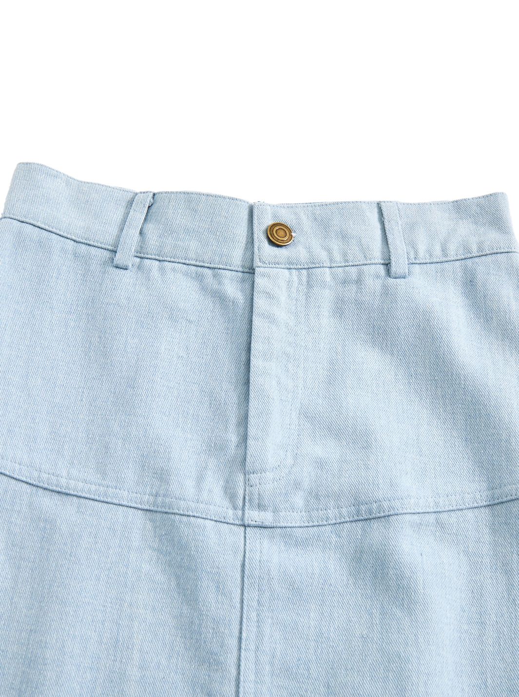 & Lu Denim Thick Tea Length Skirt - Pale Blue