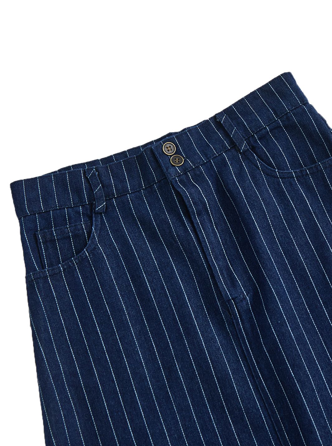 Denim Striped Tea-length Skirt