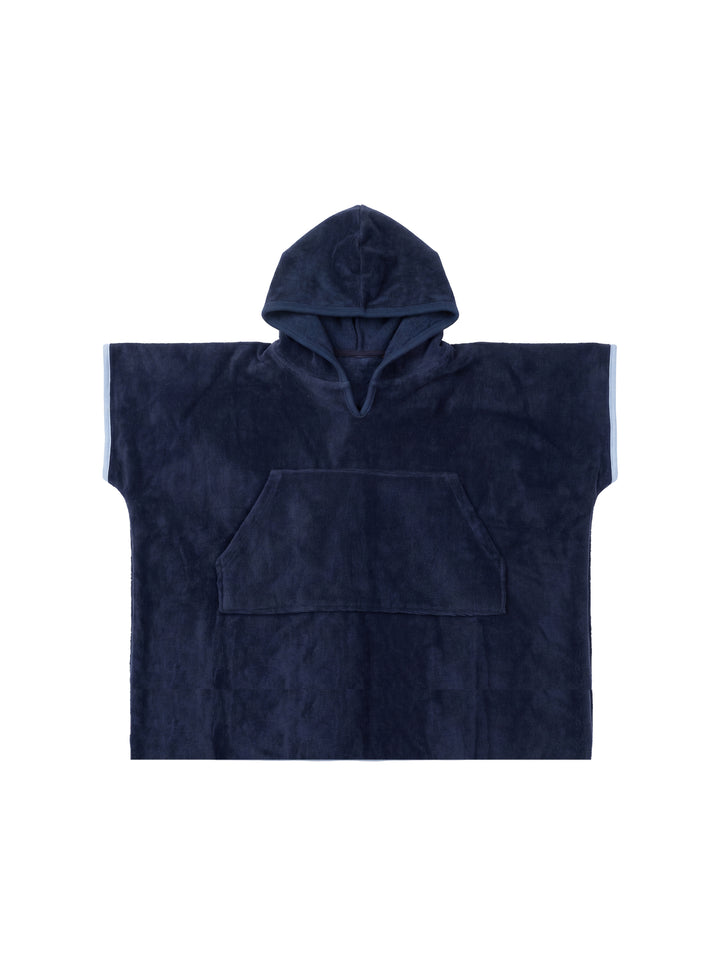 Striped Poncho - Navy