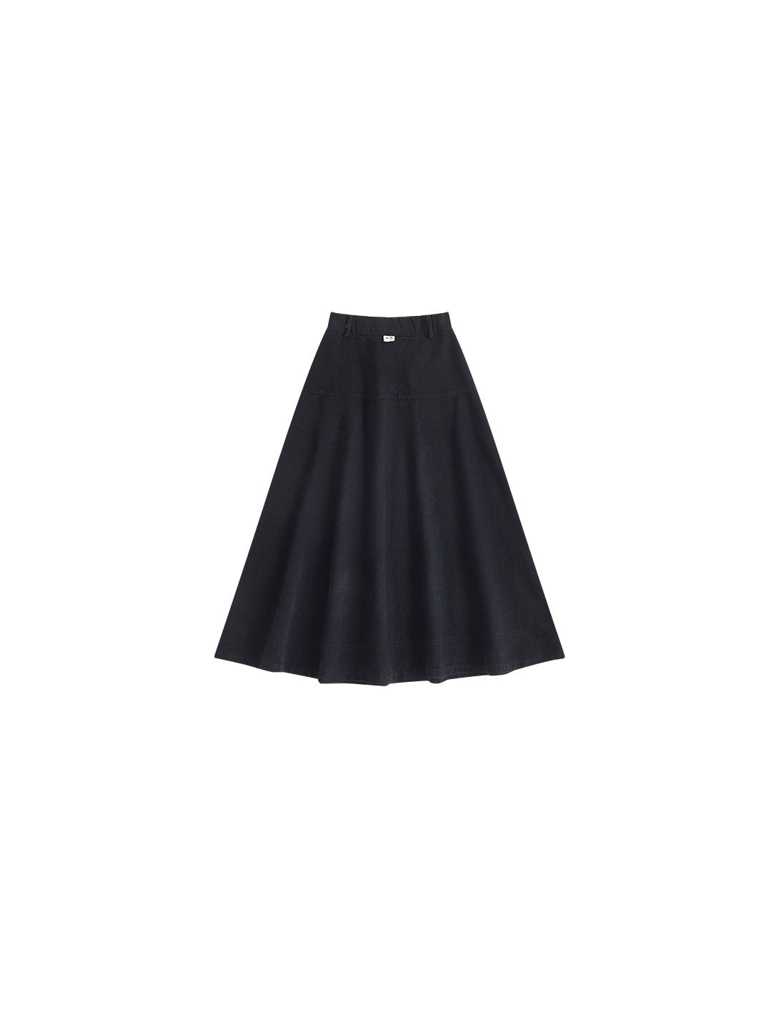 & Lu Denim Thick Tea Length Skirt - Black