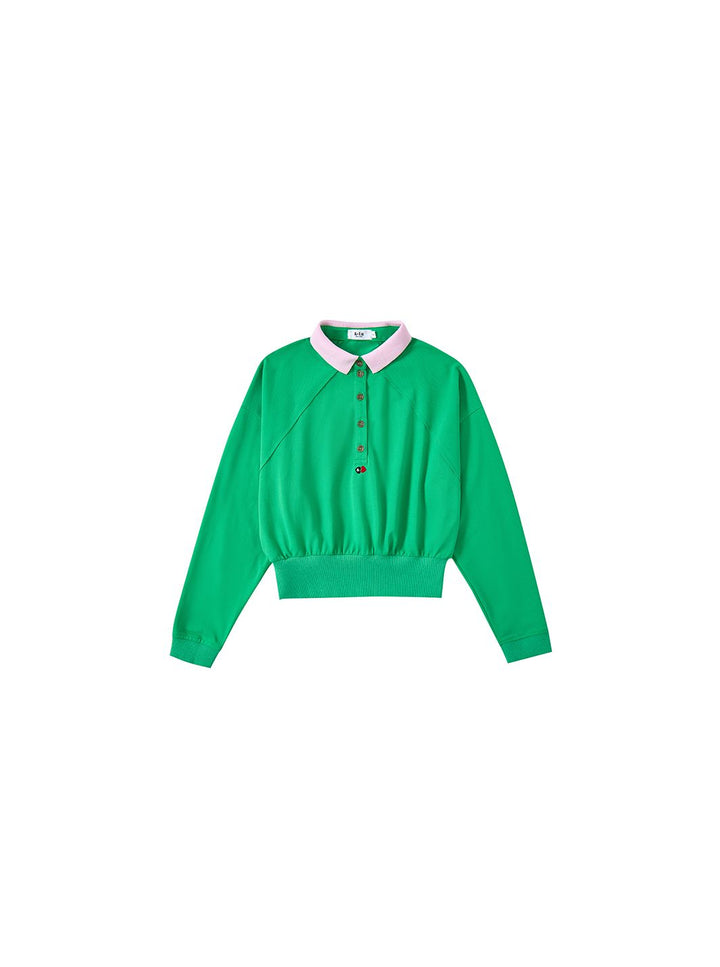 & Lu Crop Length Polo - Green