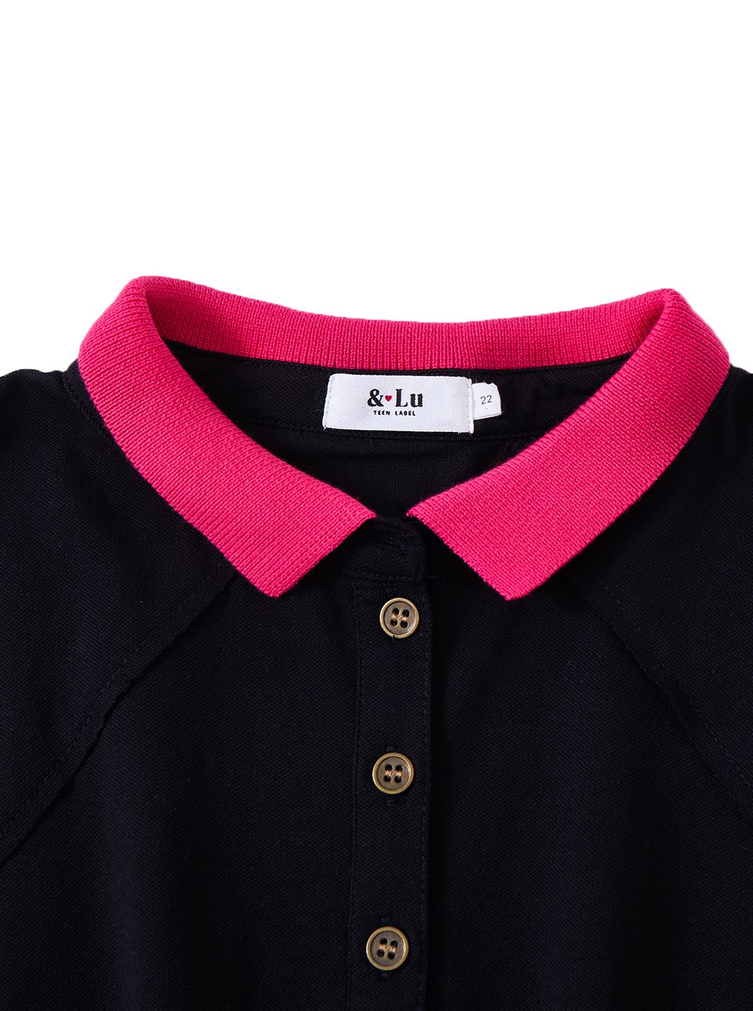 & Lu Crop Length Polo - Black