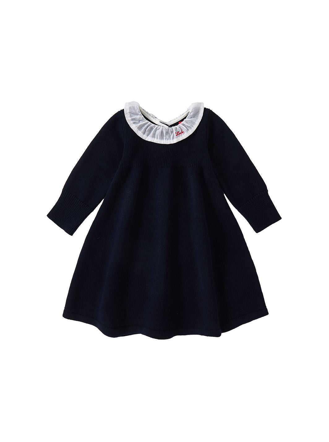 Knit Ruffle Dress - Deep Navy