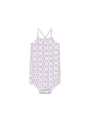 All Over Heart Print Romper - White/Lilac