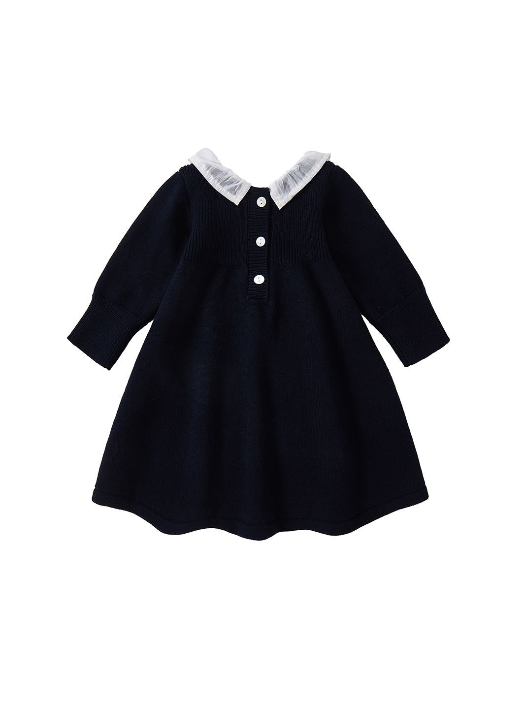 Knit Ruffle Dress - Deep Navy
