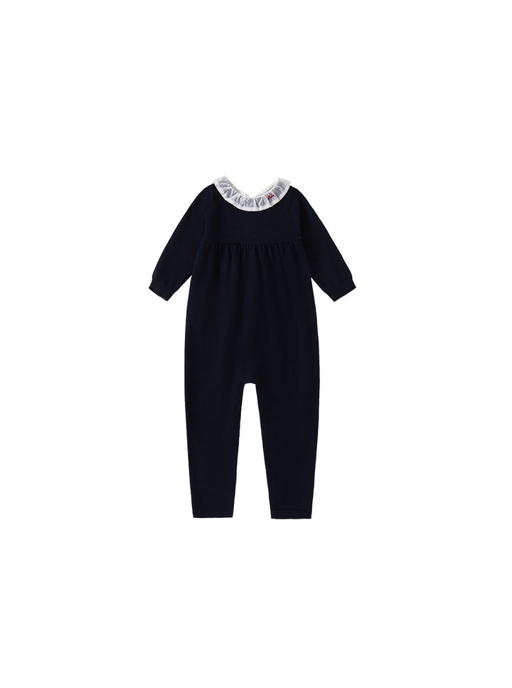 Signature Knit Ruffle Overall - Deep Navy