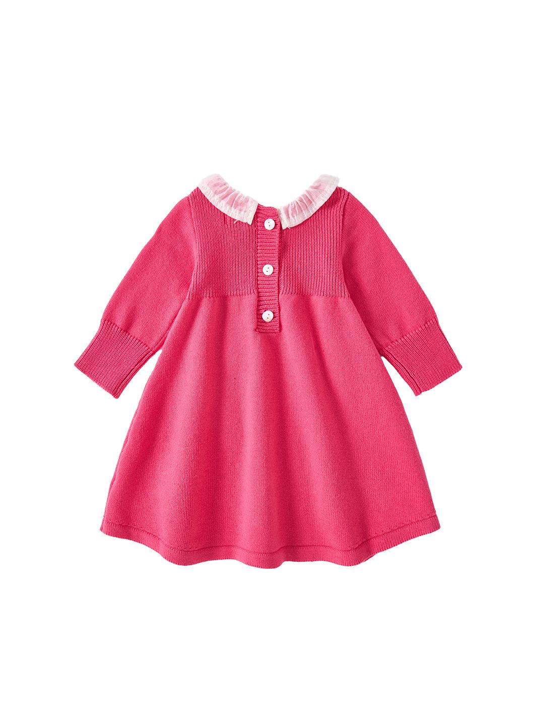 Knit Ruffle Dress - Neon Hot Pink