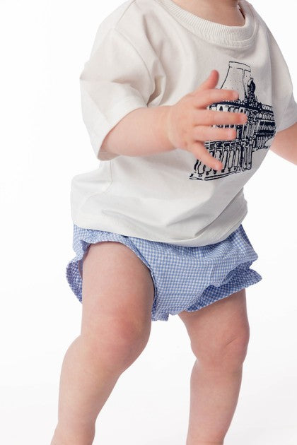 Gingham Ruffle Bloomer - Blue