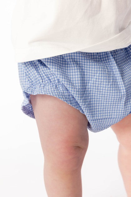 Gingham Ruffle Bloomer - Blue