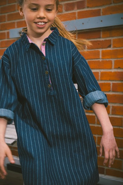 Railroad Stripe  Collar Dress