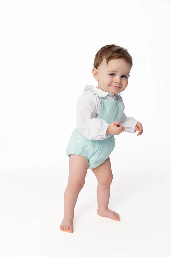 Scalloped Strap Romper - Brook Green