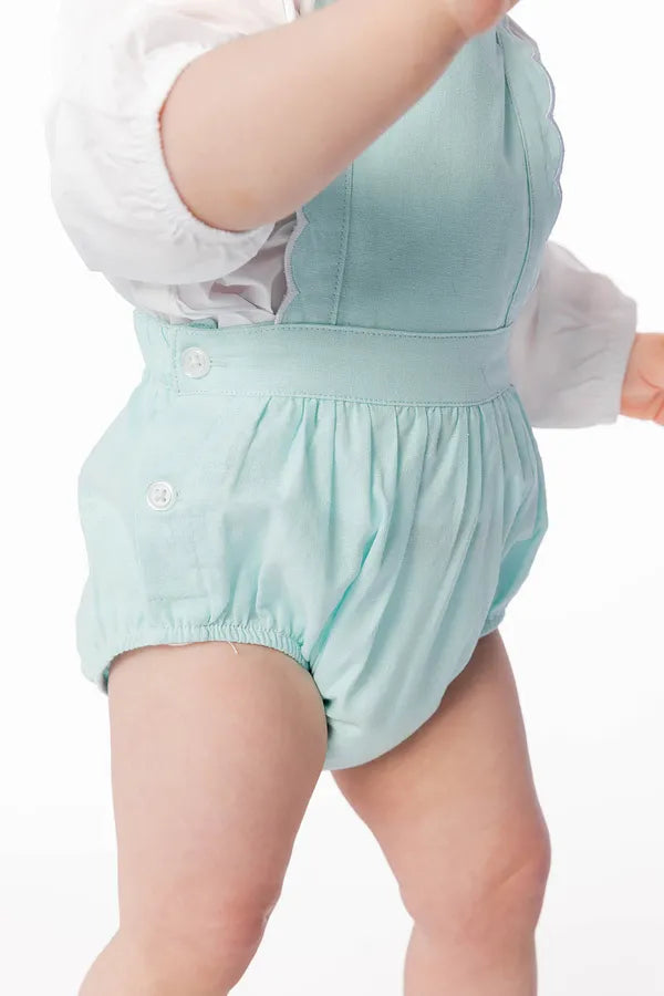 Scalloped Strap Romper - Brook Green