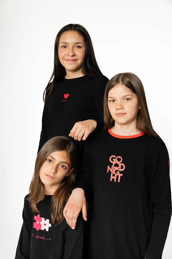 Heart Bonne Nuit Print Nightgown