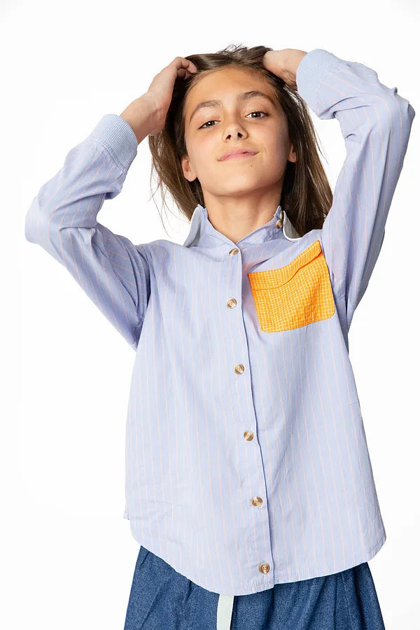 & Lu Striped Checked Pocket Shirt