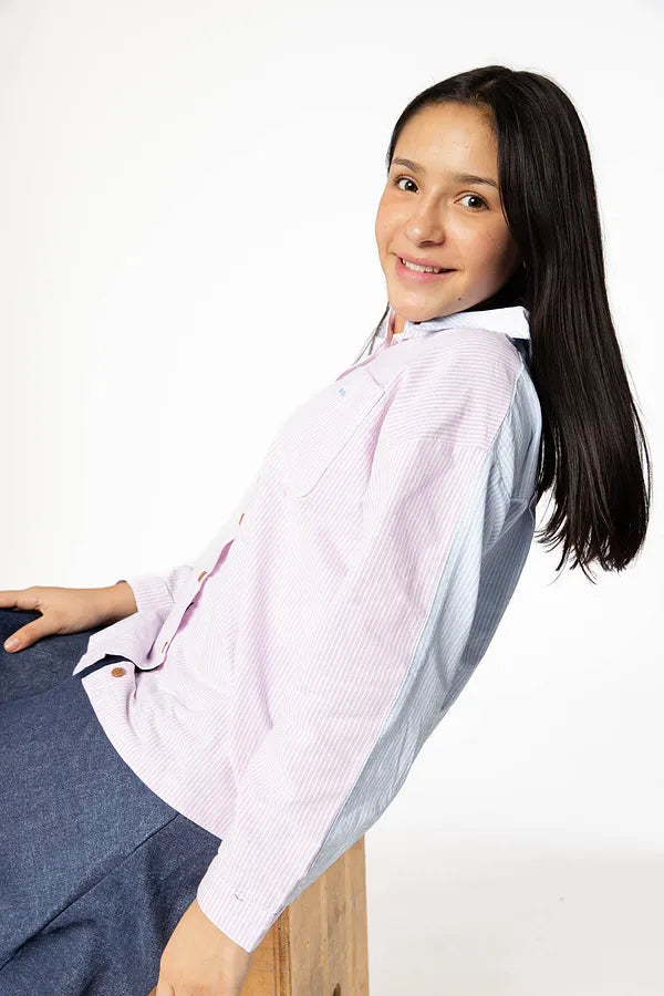 & Lu Half Striped Shirt - Purple
