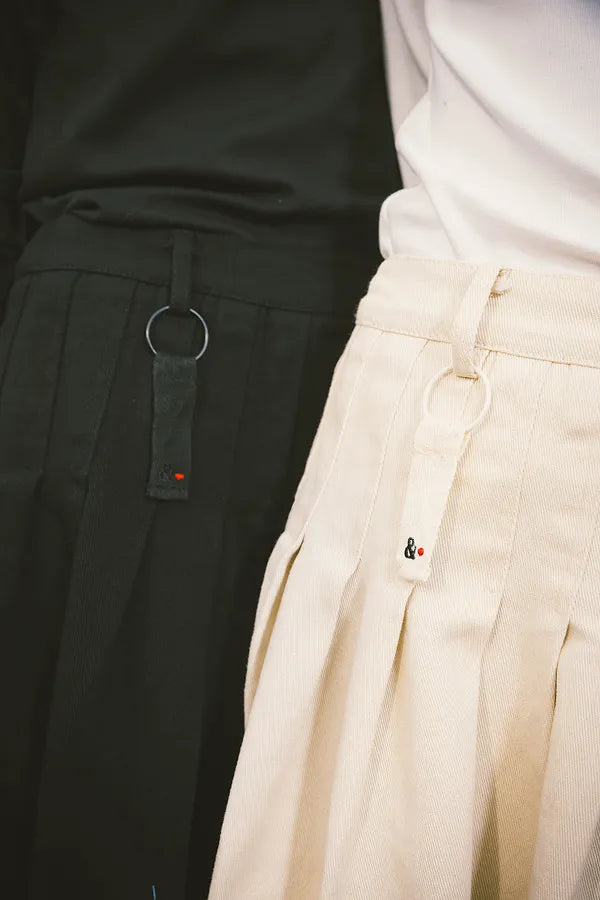 & Lu Twill Pleated Tea Length Skirt - Black