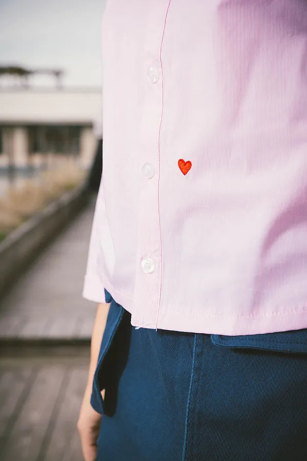 & Lu Piping Heart Crop Shirt - Pink