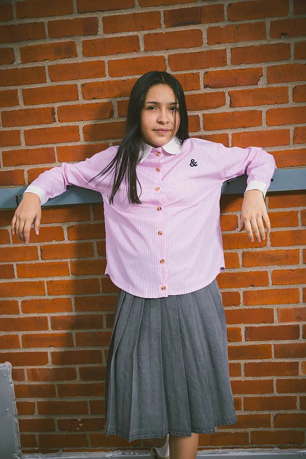 & Lu Striped Emblem Shirt - Pink