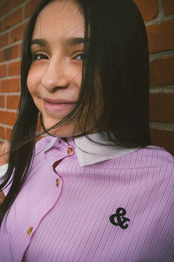 & Lu Striped Emblem Shirt - Pink