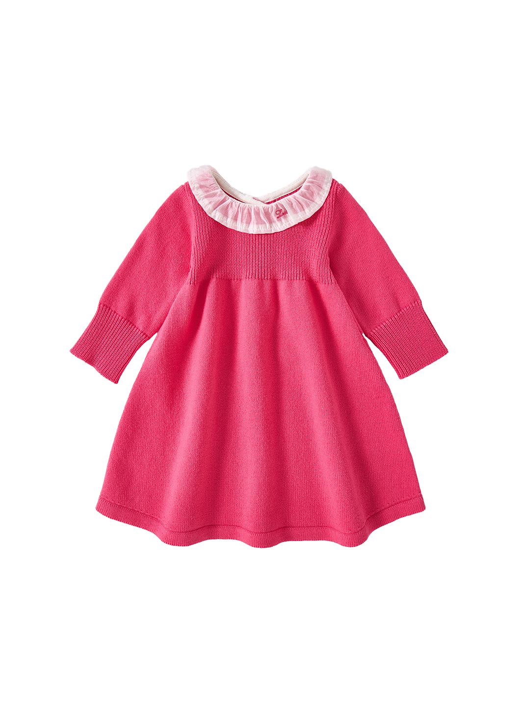 Knit Ruffle Dress - Neon Hot Pink