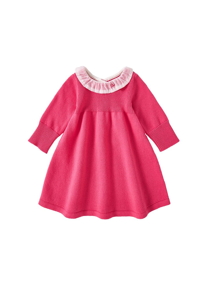 Signature Knit Ruffle Dress - Neon Hot Pink