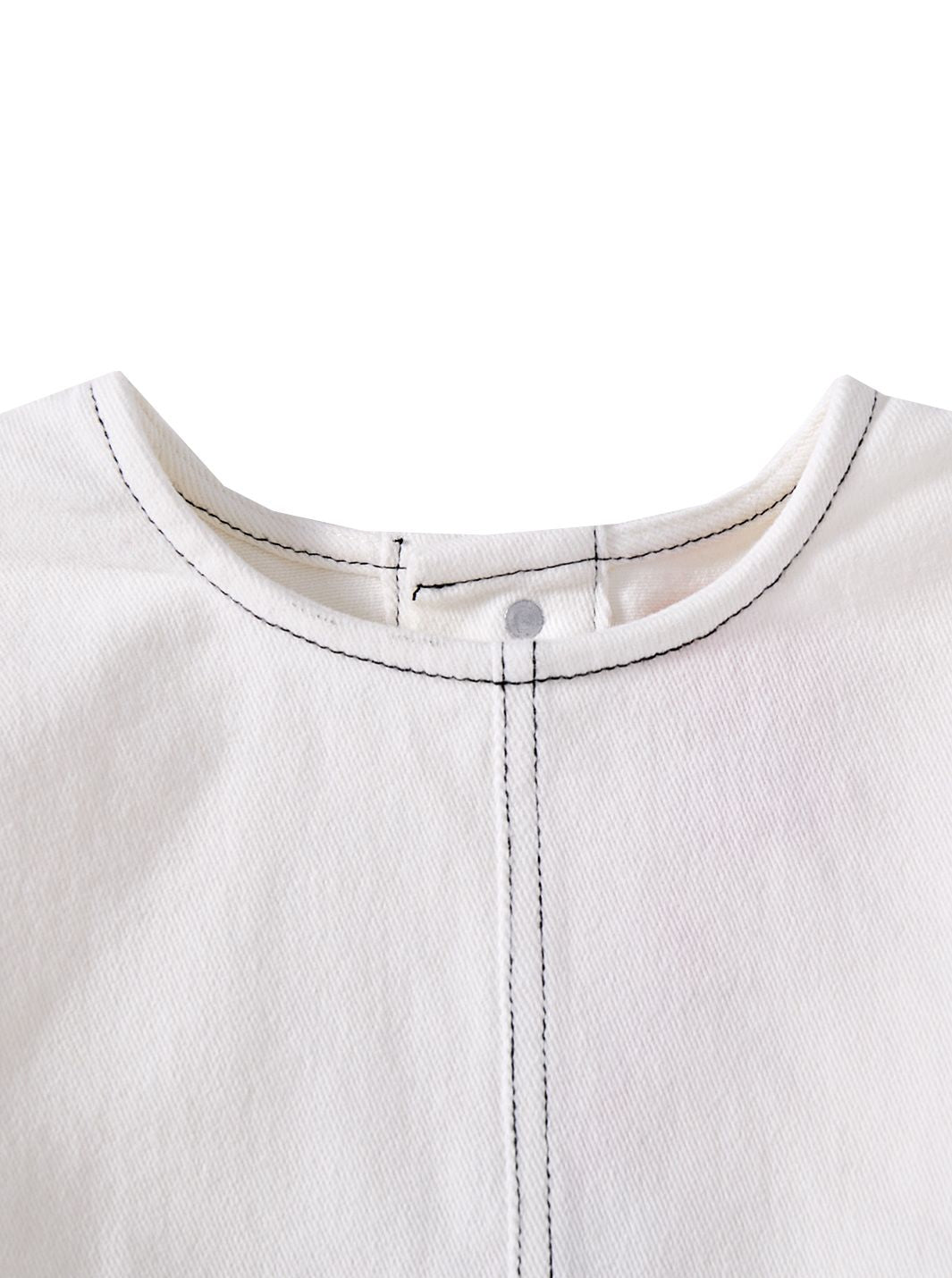 Twill Topstitch Crop Shirt - White
