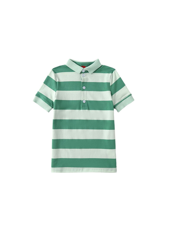Striped Short Polo - Spring Green