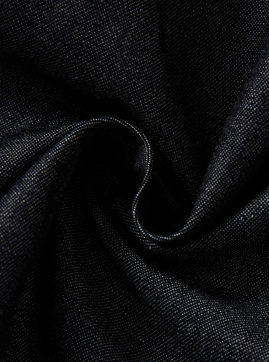 Denim Yoke Gathered Skirt - Black