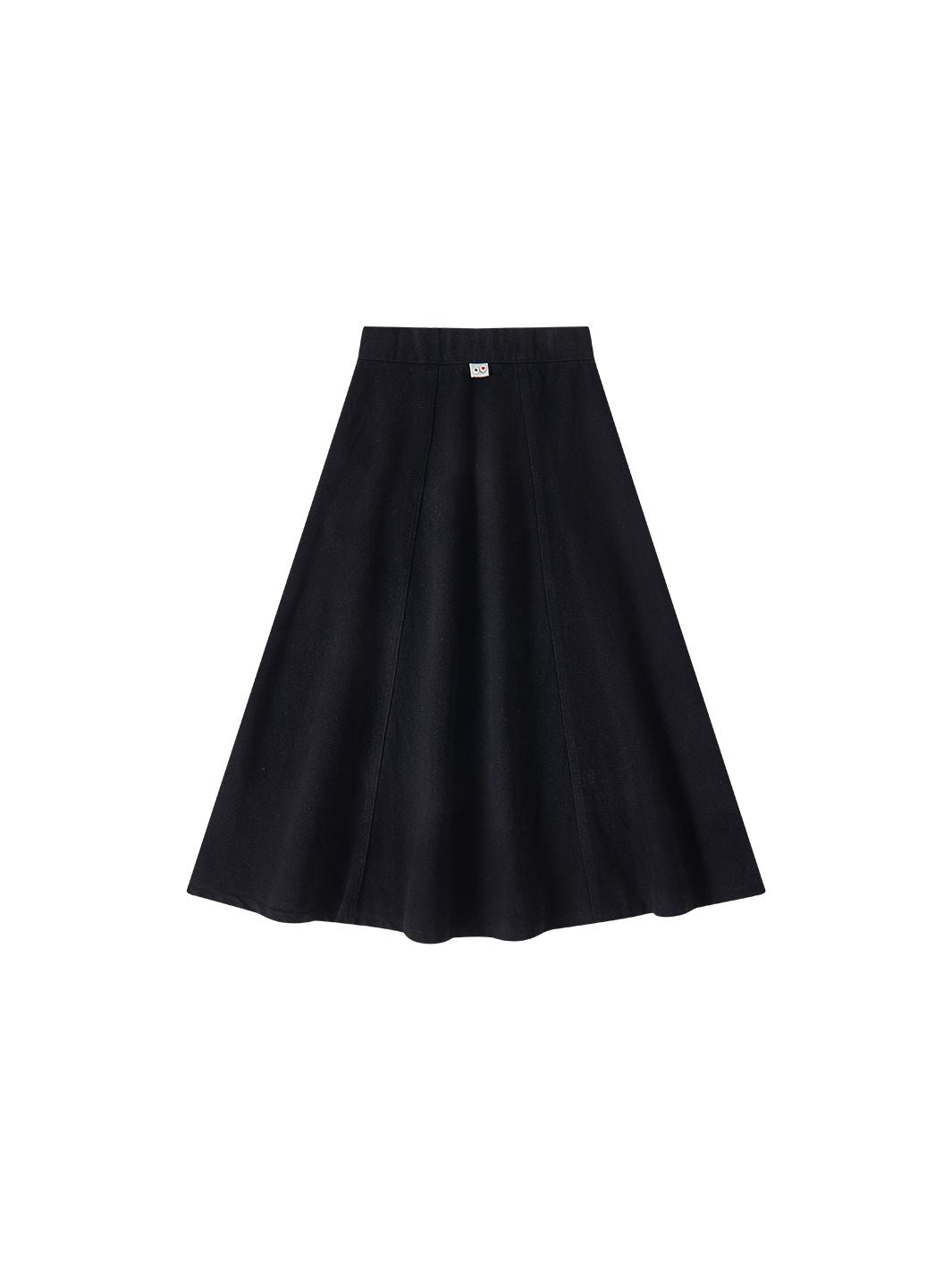 Denim Paneled Tea Length Skirt - Black