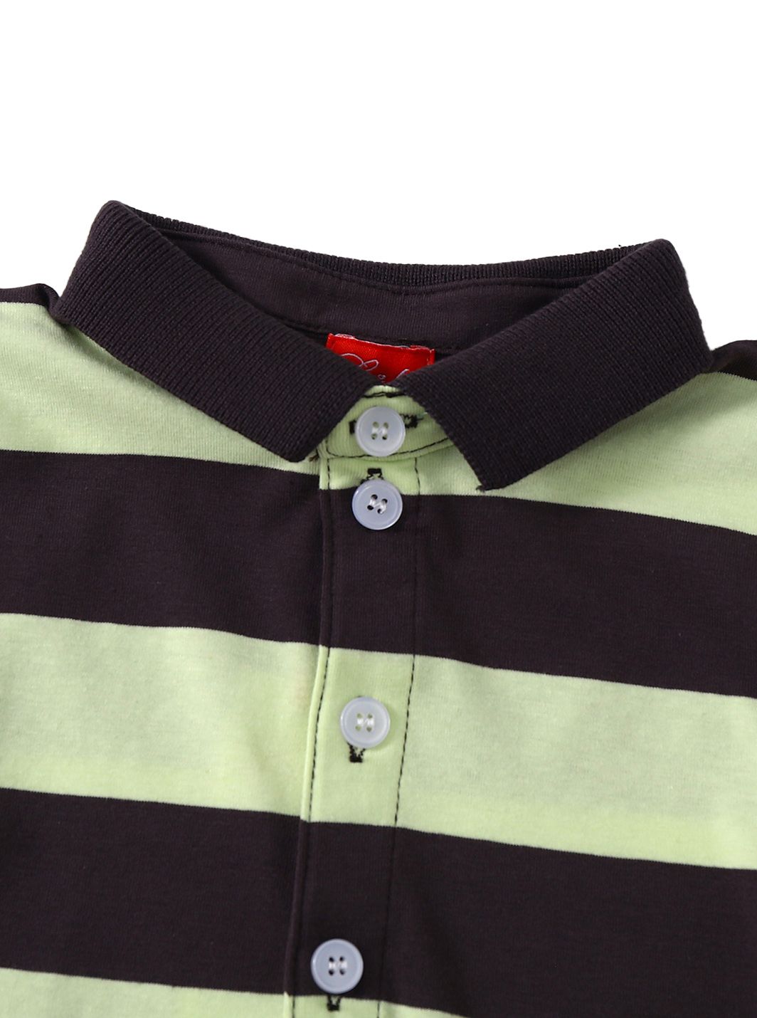 Striped Short Polo - Ash Grey