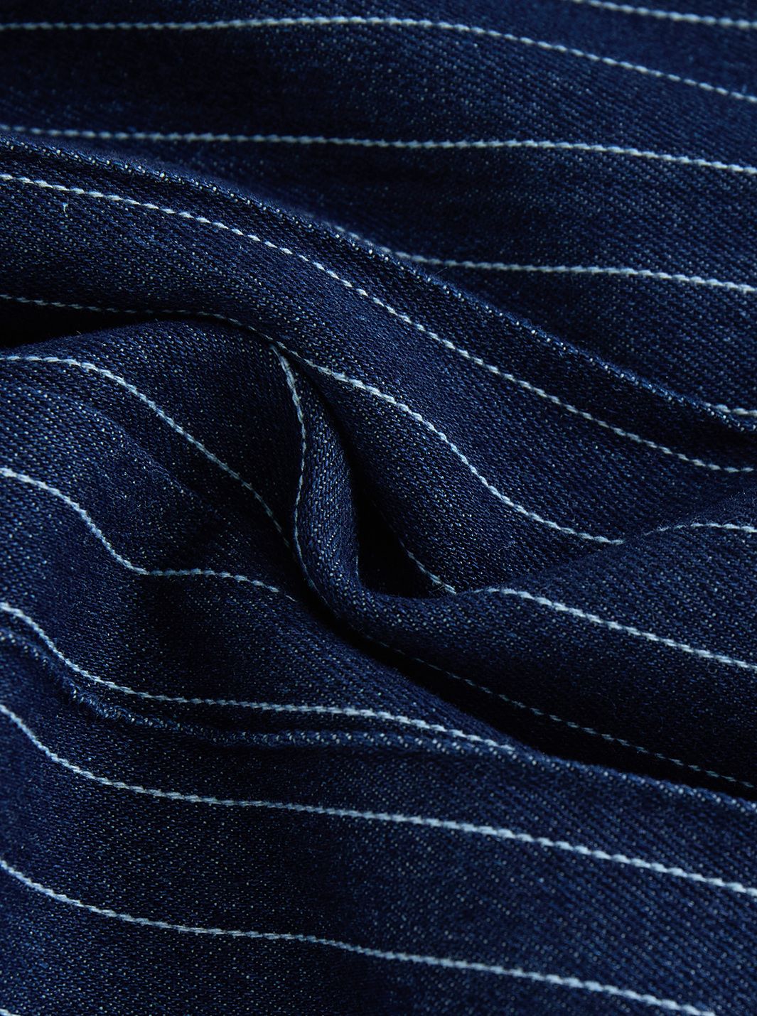 Denim Striped Pleated Skirt