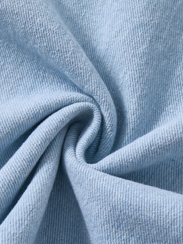 & Lu Denim Paneled Tea Length Skirt - Pale Blue