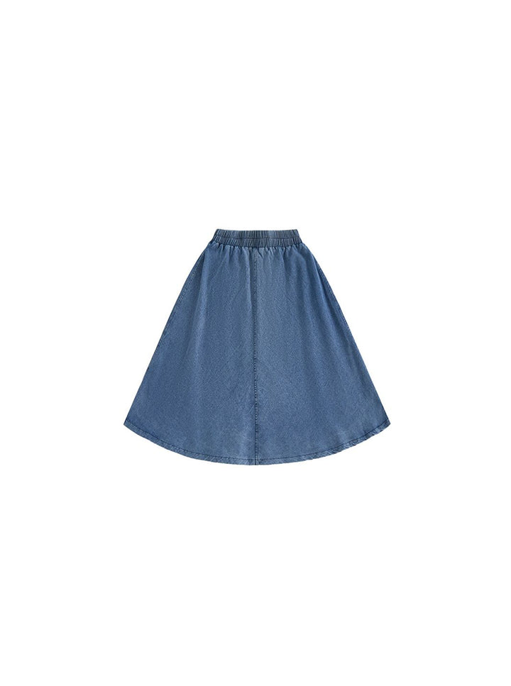 Washed Navy A-line Skirt