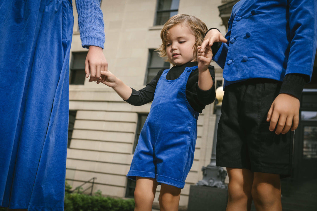 Stretch Velvet Overall - Royal Blue