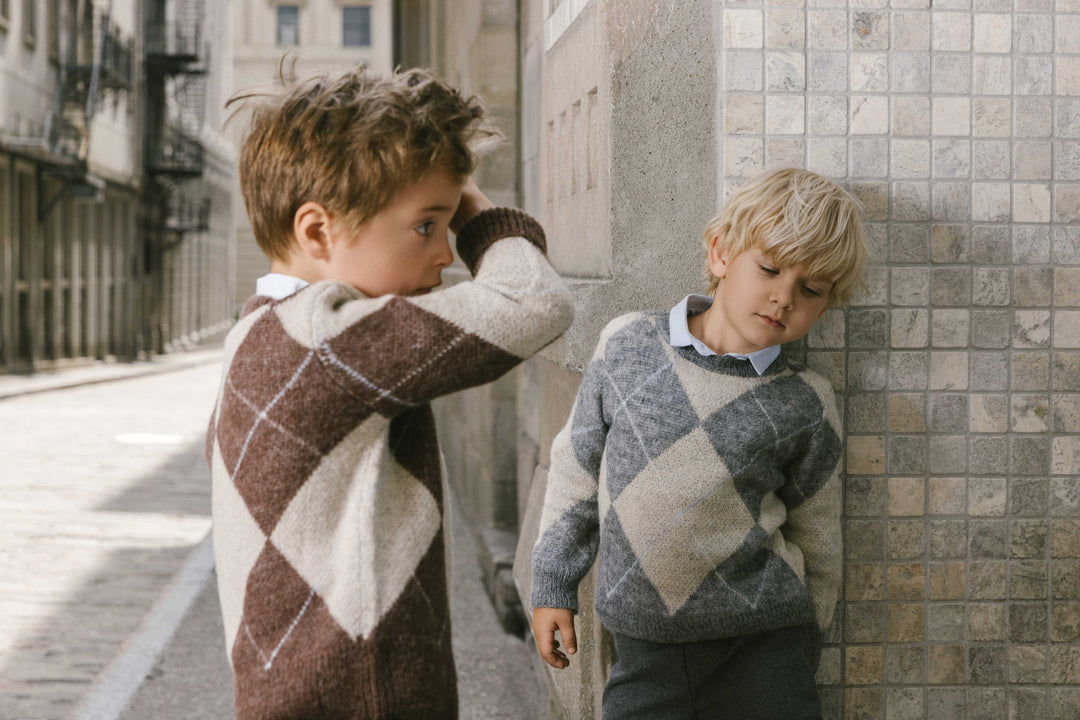 Mohair Argyle Sweater - Charcoal