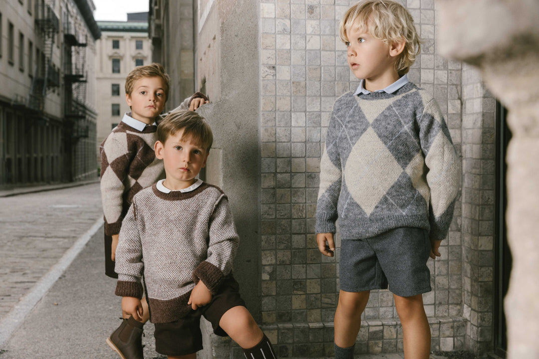 Mohair Argyle Sweater - Charcoal