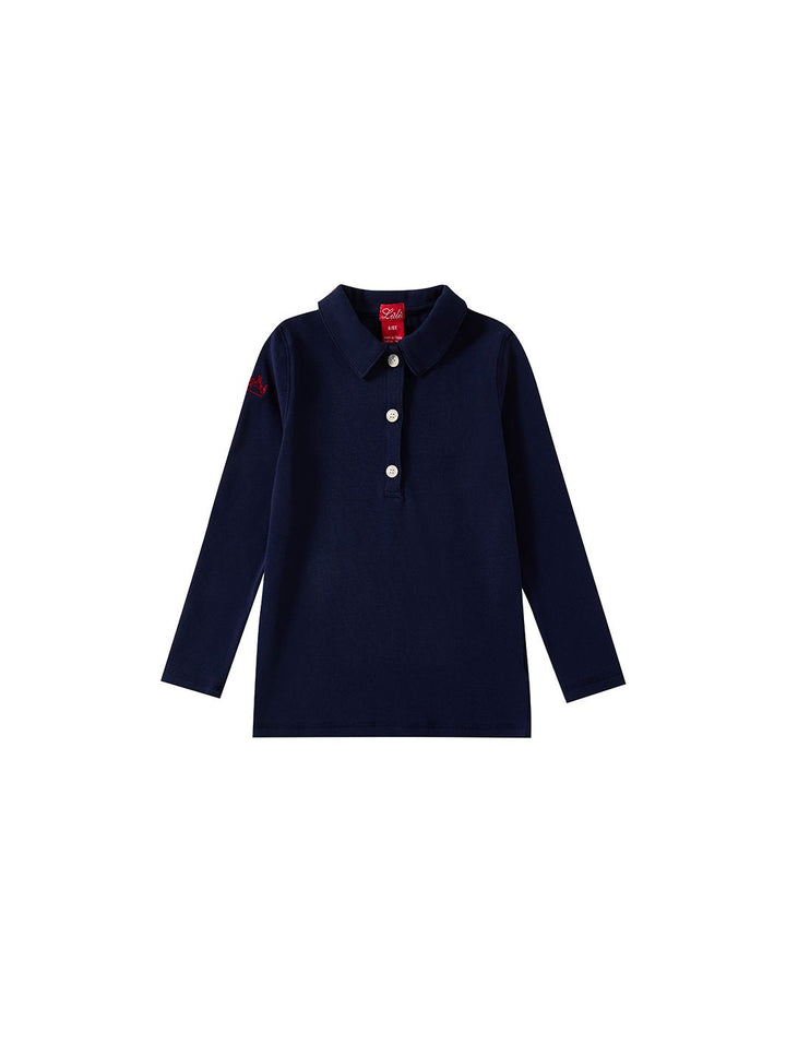 Embroidered Parade Collared T-shirt - Navy