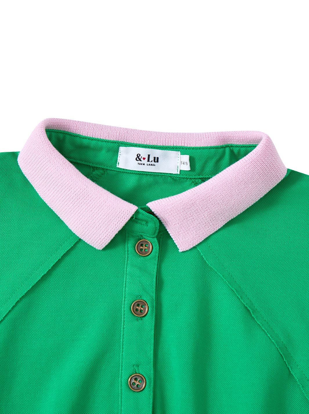& Lu Crop Length Polo - Green