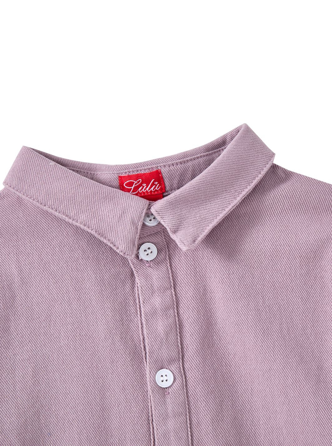Twill Solid Crop Shirt - Pale Purple