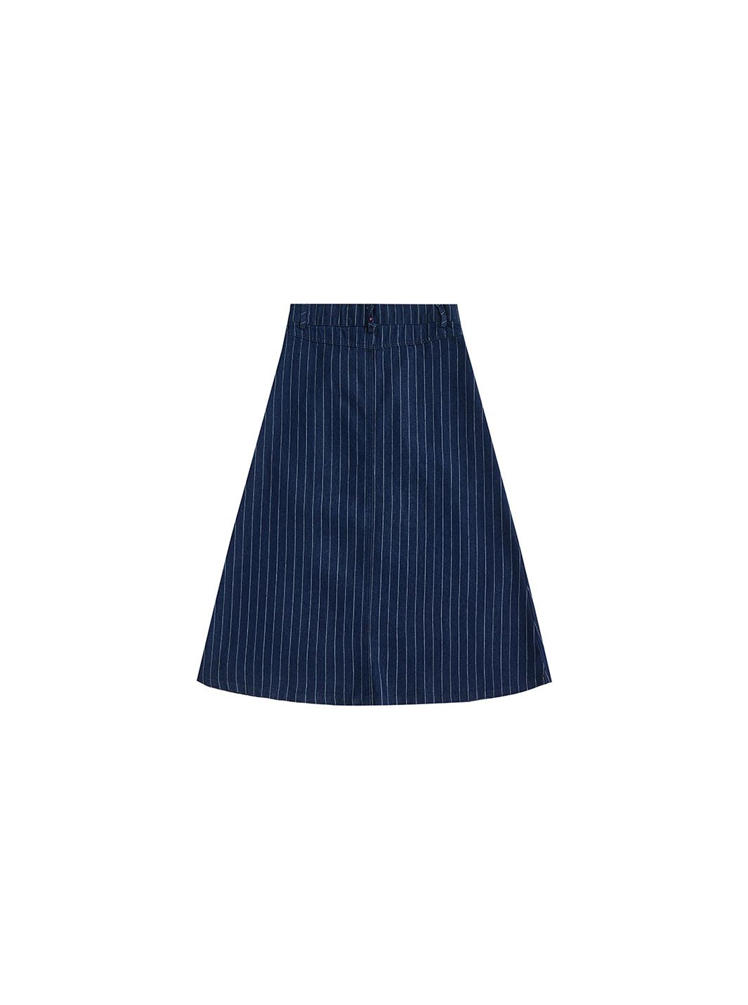 Denim Striped Tea-length Skirt