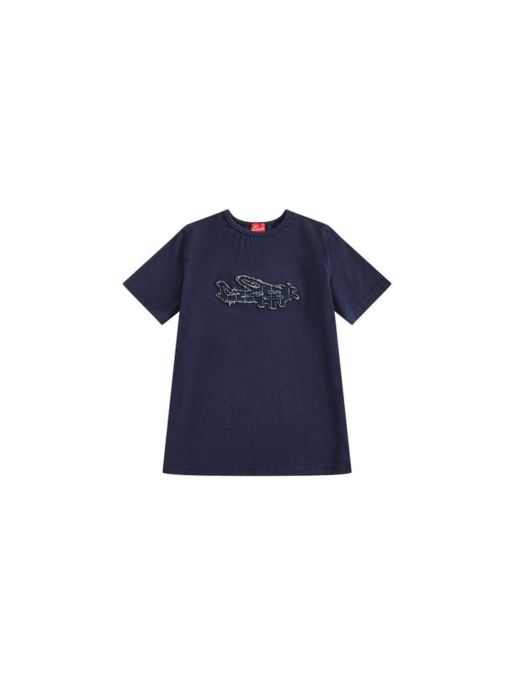 Railroad  Applique Short Sleeve T-shirt