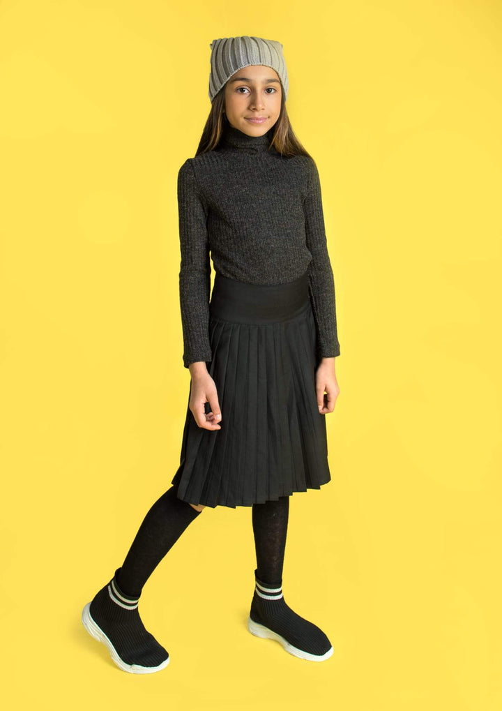 Knife Pleats Yoke Skirt